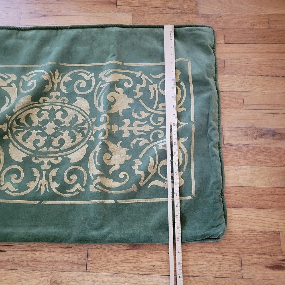 Pintura Studio Olive Green Velour Custom Rectangle Pillow Cover Damask Medallion